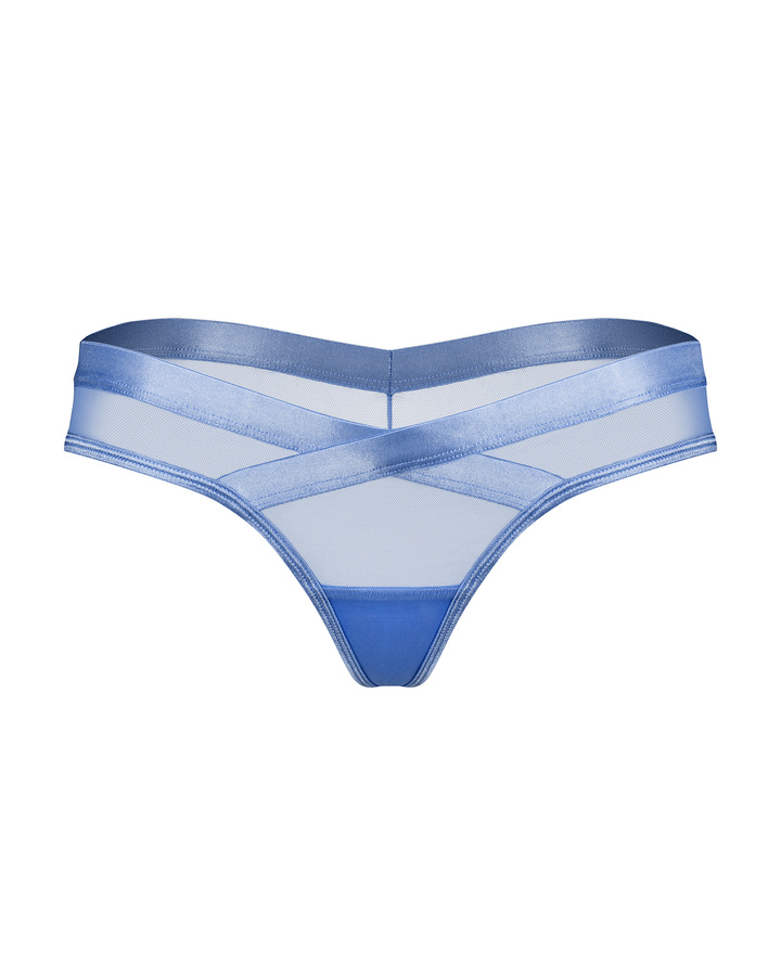 Transparent, blue thong